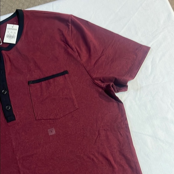 Express Red and Black Short Sleeve Tee Casual Knit - Picture 4 of 6